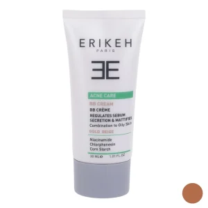 کرم پودر BB اریکه، مناسب پوست چرب و مختلط، شماره رنگ Gold Beige، تنالیته رنگ متوسط و جلوه رنگ مات، حجم 30 میلی‌لیتر، تنظیم کننده ترشح سبوم، کوچک کننده منافذ پوست، ضد جوش و آکنه، حاوی نیاسینامید و نشاسته ذرت، ، مدل GB