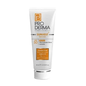 کرم ضد آفتاب فاقد چربی SPF50 پرودرما برای پوست های چرب و جوش دار ۴۰ میلی لیتر